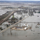 Flooding in the town of Pacific Junction, Iowa on April 12, 2019, due to high waters in the Missouri River.